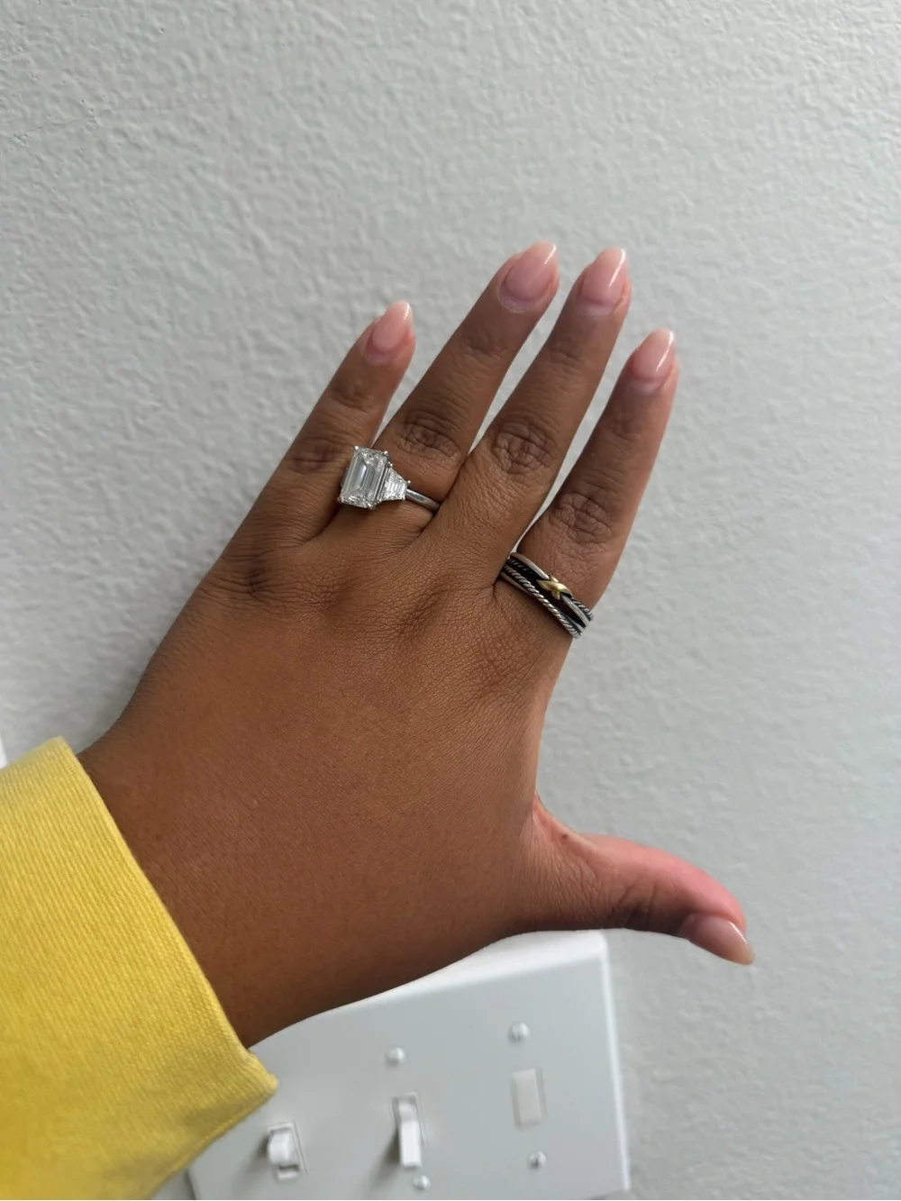 David Yurman Two-Tone Cable Ring with Gold X Accent - Silver and Gold